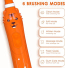 Kids Sonic Electric Toothbrush, Rechargeable Smart Toothbrush for Children Age 3-12, 2 Mins Timer, 6 Modes, 6 Brush Heads, Wall-Mounted Holder by TinyTreasures Baby Boutique
