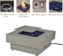 32.5-inch Outdoor Gas Fire Pit with 20lb Propane Tank Cover Table, 50,000BTU Propane Gas Fire Pits for Outside Patio w/Square Burner Lid, Glass Rocks, Pre-Attached 10ft External Gas Hose by GreenHaven Gardens