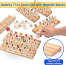 Upgraded Rummy Cube Game Set 6 Plays with 6 Wooden Holders and 162 Rummy Tiles, Travel and Family Board Game for Adults and Kids by TinyTreasures Baby Boutique