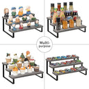 YINMIT Wooden Display Riser Stand, Tiered Perfume and Cologne Organizer Stand, 3 Tier Spice Rack Organizer, Rustic Display Shelf for Candles (3 Tier,Grey) by CozyNest Decor