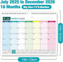 BOCT Wall Calendar 2025-2026 - Includes July 2025 to December 2026-18 Monthly Daily Planner 13 x 9.6 Inches, Julian Dates for New Year Christmas Gifts by TinyTreasures Baby Boutique