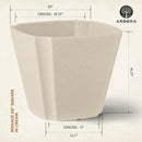 ARBORA 20" Monaco Square Polyresin Indoor and Outdoor Planter with Classic Cream Finish - Durable, Weatherproof, Lightweight, Large Plant Pot for Patio, Garden, Deck, Entryway by GreenHaven Gardens