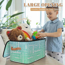 Custom Storage Basket with Name, Personalized Storage Bins with Zipper Lid, Foldable Fabric Storage Box Large capacity with Handle Bright Green Blue by TinyTreasures Baby Boutique
