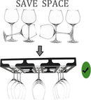 Wine Glass Rack - Under Cabinet Stemware Wine Glass Holder Glasses Storage Hanger Metal Hanging Organizer for Bar Kitchen 3 Rows Black by CozyNest Decor