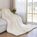 Chunky Knit Blanket - Luxury Soft Cozy 40 * 50 Throw Blanket,100% Woven Blanket Rope Knot Throw Blanket for Couch, Sofa, Home Decor, Gift - Machine Washable（Milk White） by CozyNest Decor