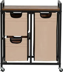 Laundry Basket Organizer - Hampers with 3 Compartments, Sliding Laundry Sorter Bags, Top Storage Shelf, Metal Frame by CozyNest Decor