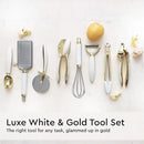 White and Gold Kitchen Utensils Set - 23-Piece Gold Kitchen Accessories Include Measuring Cups and Spoons Set, Silicone Utensils, and Utensil Holder for Baking, Cooking, and Stylish Kitchen Decor by CozyNest Decor