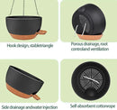 2 Pack Hanging Planters for Indoor Outdoor Plants, 12 Inch Self Watering Hanging Pot with Drainage Holes and Saucer, Plastic Plant Pots, Black Brown Flower Pots for Kitchen, Balcony, Garden by CozyNest Decor
