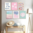 6 Pcs Coastal Beachy Wall Art Tropical Summer Shell Ocean Paintings Prints Posters Trendy Pink Preppy Palm Tree Canvas Wall Decor Aesthetic for Bedroom Living Room Dorm Apartment 8x10inch Unframed by CozyNest Decor