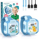 Walkie Talkies for Kids Rechargeable 2 Pack, Wearable Wrist & Lanyard Watch with Flashlight, Fun Stickers, Toys Gifts for Boys Girls Age 3-12 for Outdoor Camping, Hiking, Birthday, Christmas (Blue) by TinyTreasures Baby Boutique