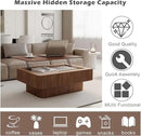 Lift Coffee Table with Storage & Adjustable Height, Solid Wood Coffee Table Fluted Center Table Accent Tea Table or Living Room, Apartment, Office (38.6" Walnut) by CozyNest Decor