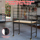 48'' Adjustable Workbench, Heavy Duty Workbench with Power Outlet and Lockable Wheels, 2000 LBS Capacity, Work Table Suitable for Office, Garage, Workshop by GreenHaven Gardens