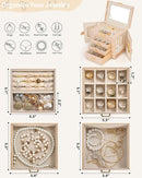 AKOZLIN 4-Tier Jewelry Box Leather Jewelry Storage Organizer with 3 Drawers Lockable for Women Girls Ring Necklace Earring Bracelet Holder with Mirror Champagne by TinyTreasures Baby Boutique