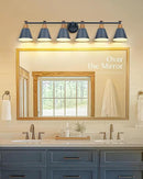 FEMILA Vintage Bathroom Light Fixtures, 45.3" Vanity Lighting Fixtures Over Mirror, 6 Light Vanity Light, Blue Finish, 4FG59B-6W Blue by CozyNest Decor