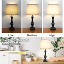 Touch Lamps for Bedrooms Set of 2, Farmhouse Table Lamp with USB C Charging Port, 3 Way Dimmable Nightstand Lamps with Linen Fabric Lampshade for Bedroom, Living Room (Pack2-Black) by CozyNest Decor