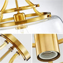 WUZUPS Chandelier Rustic Farmhouse Industrial Round Semi-flushmount Ceiling LED Light Fixture with Clear Glass Shades for Bathroom Kitchen Foyer Entryway, H 11.8" x W 13.4", E26 Base, Brushed Gold by CozyNest Decor