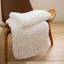 WESHIONGOO Chunky Knit Blanket Throw 40"×40" Knitted Throw Blankets for Couch Bed Fluffy Soft Blanket with Jumbo Chenille Yarn Thick 100% Handmade (White) by CozyNest Decor
