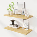 30" Floating Shelves for Wall, 12" Deep Slim Oak Floating Shelves, Wall-Mounted Shelves for Bedroom, Living Room, Kitchen, Bathroom - Set of 2