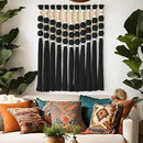 Macrame Wall Hanging Boho Wall Decor Black Fiber Yarn Wall Art Handmade Cotton Spherical Knot for Living Room Bedroom Nursery Office Home Decor27" W x 33" L by CozyNest Decor