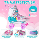 Rainbow Toddler Roller Skates - Size 4 Adjustable | Light Up Quad Skates for Girls & Boys Beginners Aged 3-12 by TinyTreasures Baby Boutique