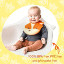Silly Goose Set of 2 Silicone Animal Baby Bibs for Babies and Toddlers, Waterproof, Adjustable, Soft, Extra Wide Food Catcher Pocket (2PK Fox+Bear) by TinyTreasures Baby Boutique