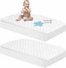 NTBAY 2 Pack Waterproof Mini Crib Mattress Protector, Quilted 24"x38" Fitted Mattress Cover - Machine Washable - Soft and Breathable Baby Mattress Pad Sheet for Mini Crib and Baby Playards, White by TinyTreasures Baby Boutique