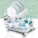 GAXmi Dish Drying Rack Over The Sink Drainer with Drainboard Utensil Holder Cup Holder, 2-Tier White by CozyNest Decor