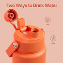 Insulated Water Bottle with Straw Stainless Steel Water Bottle, Leak-Proof, BPA-Free, Double Wall Vacuum Keeps Cold for 24 Hours for Sports, Travel, School (32 oz, Moderate Orange) by CozyNest Decor