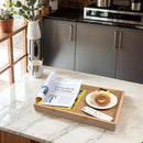 Large Bamboo Wooden Tray with Handles, Rectangular Natural Solid Wood Dinner Tray, Bamboo Wood Original Color. Suitable for Kitchen,Bedroom, Coffee, Party bar. (14.9x10.2 inches) by CozyNest Decor