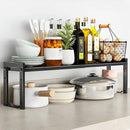 Expandable Cabinet Shelf Organizer 16-26" L Stackable Kitchen Counter Shelf Rack Sink Riser Countertop Storage Black (Normal 7.9”D) by CozyNest Decor