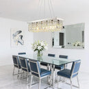 Modern Crystal Chandelier for Dining Room,6 Light K9 Crystal Rectangle Chandelier, Rectangular Pendant Ceiling Light Fixture for Living Room Kitchen Island L31.5''xW10''xH10'' by CozyNest Decor