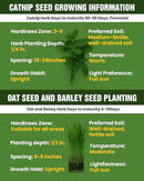 Organic Cat Grass & Catnip Seeds Kit – 3 Pack Oat & Barley Grass for Indoor Cats – Fast 7-Day Growth, High Germination, Hairball Control & Play – Pet-Safe Planting Set by GreenHaven Gardens