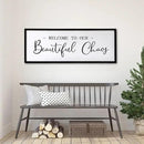 Welcome to Beautiful Chaos Framed Wall Art, 40''×15'' Rustic Horizontal Beautiful Chaos Plaque with Black Frame for Entryway Living Room, Farmhouse Long Welcome to our Chaos Wood Sign Wall Decor by CozyNest Decor