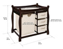 Badger Basket Sleigh-Style Baby Changing Table - Diaper Changing Station with 3 Storage Baskets - Nursery Organizer with Hamper, Changing Pad, Safety Rails - Espresso by TinyTreasures Baby Boutique