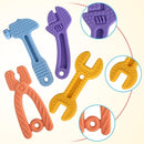 Fu Store 4 Pack Soft Silicone Teething Toys for 0-12 Months 6-24 Months Toddlers Infant Hammer Spanner Wrench Pliers Tools Shape Baby Teethers Relief Soothe Babies Gums Set by TinyTreasures Baby Boutique