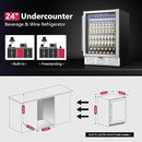 24 Inch Beverage Refrigerator, Beverage Cooler 180 Can Built-in Design, Under Counter Beer Fridge with Glass Door for Soda, Wine, Water - For Kitchen, Office or Bar by CozyNest Decor