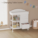 Changing Table Dresser, Baby Dresser with 3 Fabric Drawers and 2 Shelves, Multi-Functional Baby Changing Table with Pad, Classic Nursery Dresser, Diaper Changing Station for Nursery, White by TinyTreasures Baby Boutique