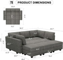 Belffin Modular Sectional Sleeper Sofa Couch with Storage Ottoman Convertible Sectional Couches for Living Room Terry Reversible Chaise. Light Grey Sofa by CozyNest Decor