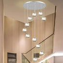 Flush Mount Chandelier,Crystal Pendant Light with 12 G9 LED Bulbs,Chandelier Hanging Flush Mount Lighting Fixtures for Spiral Staircase,Foyer,Entryway,Living Room(12 Lights,3000K) by CozyNest Decor