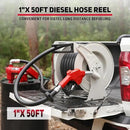 Diesel Fuel Hose Reel 1" x 50FT 300PSI Retractable Fuel Hose Reel Heavy-Duty Steel Ratchet Spring Driven Professional Diesel Hose Reel Auto Swivel Rewind with Fuel Nozzle for Vehicle Tank Truck Ship by GreenHaven Gardens