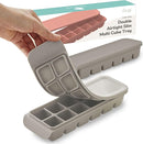 12 Section-0.5oz, Gray 100% Food Grade Silicone Ice Cube Tray Food Container with Airtight Locking Lid, Fruit Vegetable Purees, Breastmilk Storage for Baby & Toddler Food | BPA Free Korea Made by TinyTreasures Baby Boutique