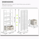 4NM No Assembly Foldable Bookshelf, 5-Shelf Collapsible Bookcase Storage for Small Spaces, 62.2" H, All White by CozyNest Decor