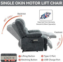 Power Lift Chair with Vibration Massage and Lumbar Heat for Elderly, Electric Recliner Chair Max 155° with Charging Ports, Blue Gray by CozyNest Decor