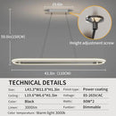 Island Lights, Linear Pendant Light LED Dimmable Hanging Light Fixture, 3000K-6000K with Remote Control,Chandeliers for Dining Room‎(Silver,43.3IN) by CozyNest Decor