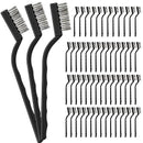 60 Pcs Mini Wire Brush Set Stainless Steel Wire Bristle Scratch Brush Small Metal Brush for Cleaning Curved Handle Masonry Welding for Cleaning Welding Slag and Rust Tool, Black, 6.7 Inches by CozyNest Decor