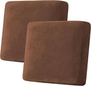 H.VERSAILTEX Velvet Stretch Couch Cushion Cover Plush Cushion Slipcover for Chair Loveseat Sofa Cushion Furniture Protector Seat Cushion Sofa Cover (2 Piece Large Sofa Cushion Covers, Caramel) by CozyNest Decor