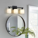 Milk Glass Vanity Lights for Bathroom, 3 Light Matte Black Bathroom Light Fixtures Over Mirror, Ceramic E26 Sockets Wall Mounted by CozyNest Decor