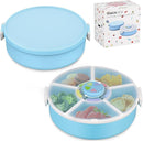 Kids' Rotating Snack Container Set – 2-Pack, Includes 1 Rotating Snack Container & 1 Round Sectioned Snack Box, BPA-Free, Dishwasher Safe, Perfect for Travel-Blue by TinyTreasures Baby Boutique