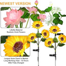 Solar Flower Lights - 4 Pack Outdoor Waterproof Sun Powered Lotus Sunflowers Landscape Decorative Glowing Lights for Yard, Lawn, Patio, Pathway by GreenHaven Gardens