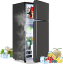 2.4 Cu.ft Mini Fridge with Freezer Compact Fridge Refrigerator Dual Door Small Fridge Senven Temp Gear Removable Shelves Dark Grey by CozyNest Decor